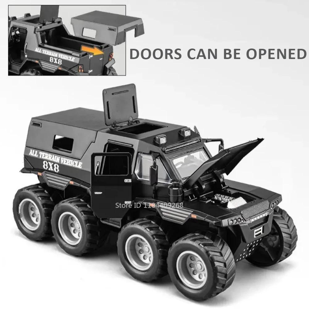 1:32 Skala Eroberer Schamane 8x8 ATV Auto Modell Spielzeug Druckguss Metall Polizei Gepanzertes Geländefahrzeug Modelle Sound Licht Kindergeschenk