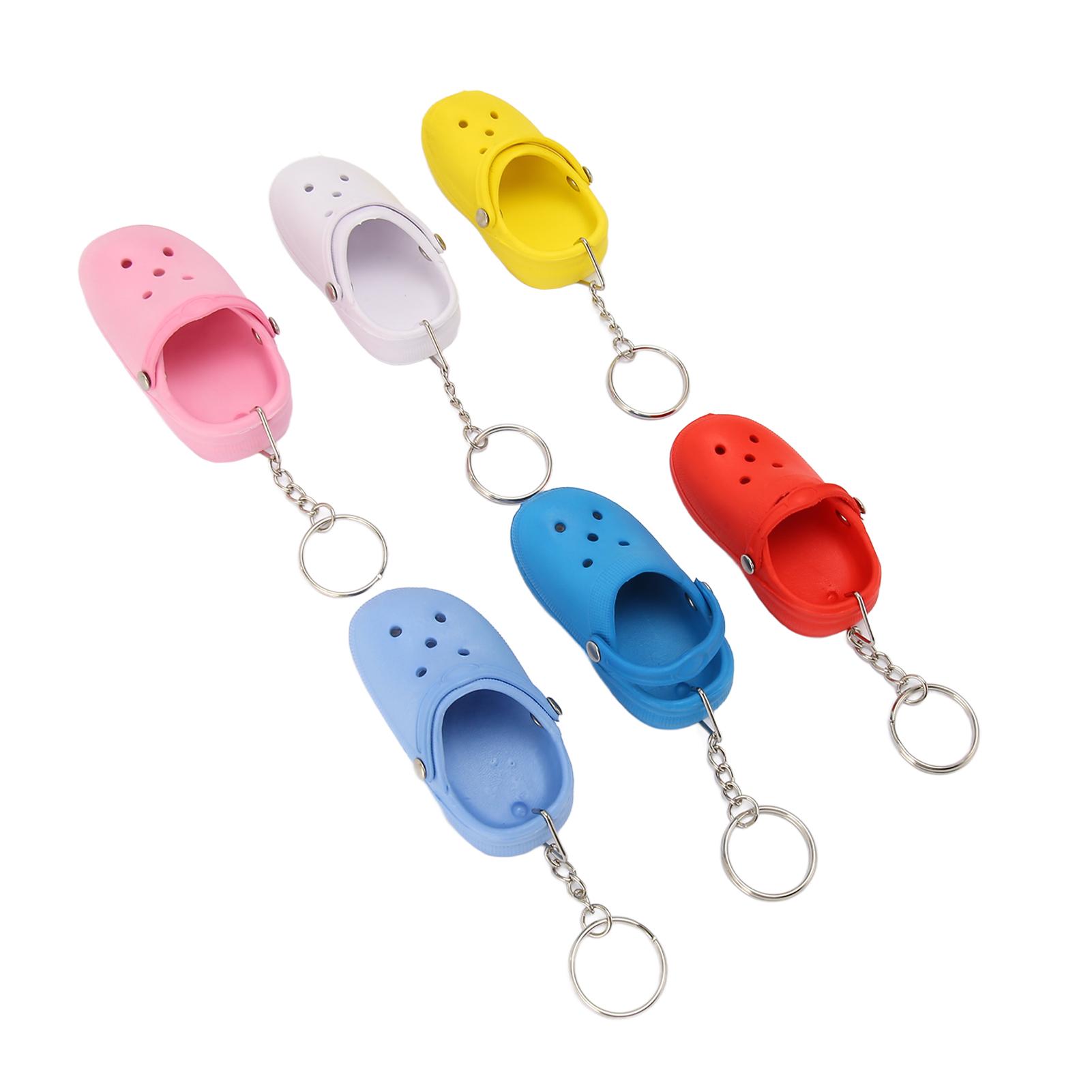

6Pcs Slipper Keychain Assorted Colors Soft Flexible Silicone Portable Hole Shoes Keychain for Bag Backpack Clothes