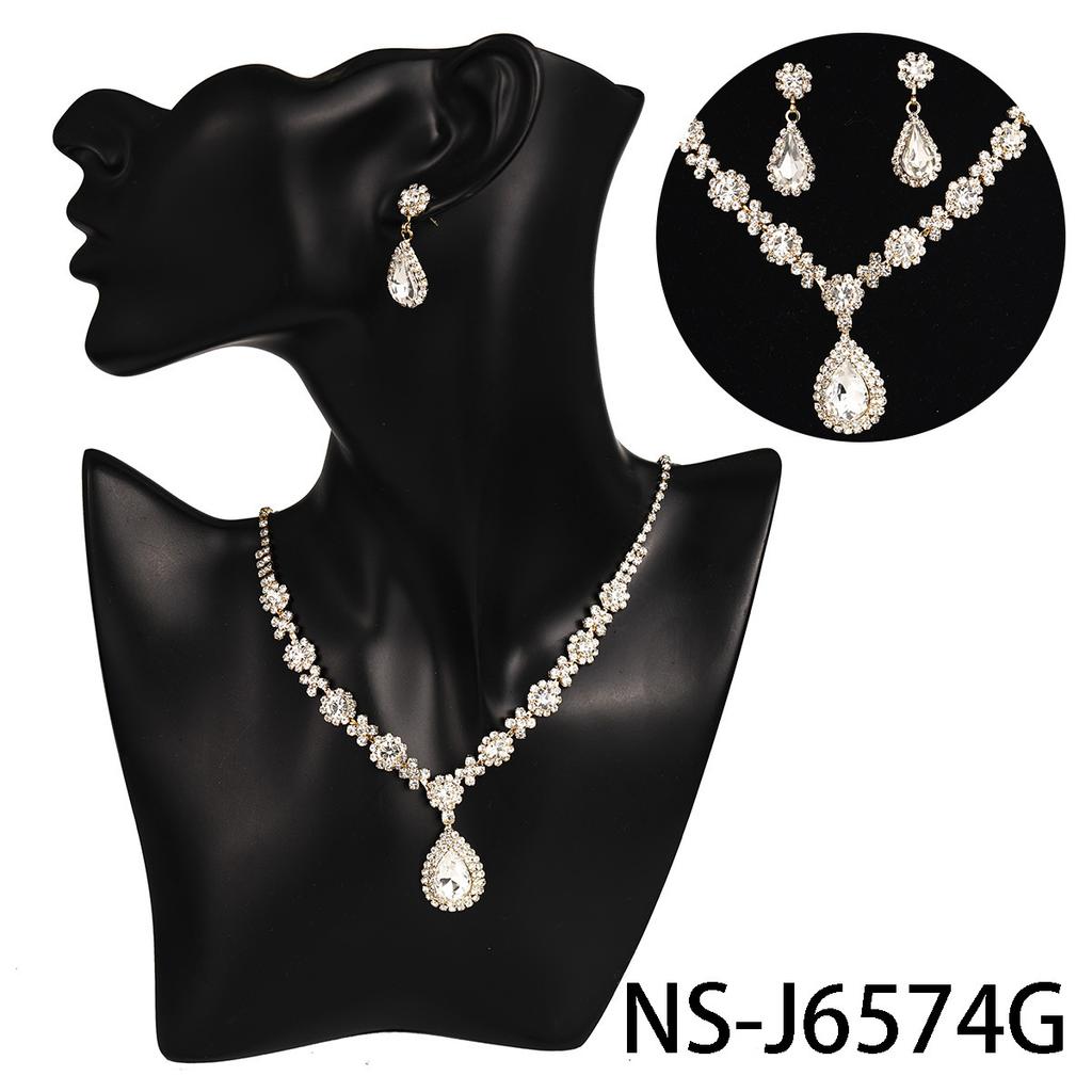 Bridal Wedding Necklace And Earrings Set Fashionable Claw Set Colorful Rhinestones Super Sparkling Banquet Jewelry Two Piece Set