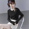 French Sweet Crew Neck Knitted Sweater Women's Autumn New Off-the-shoulder Design Feeling Foreign Style Inside Long Sleeves