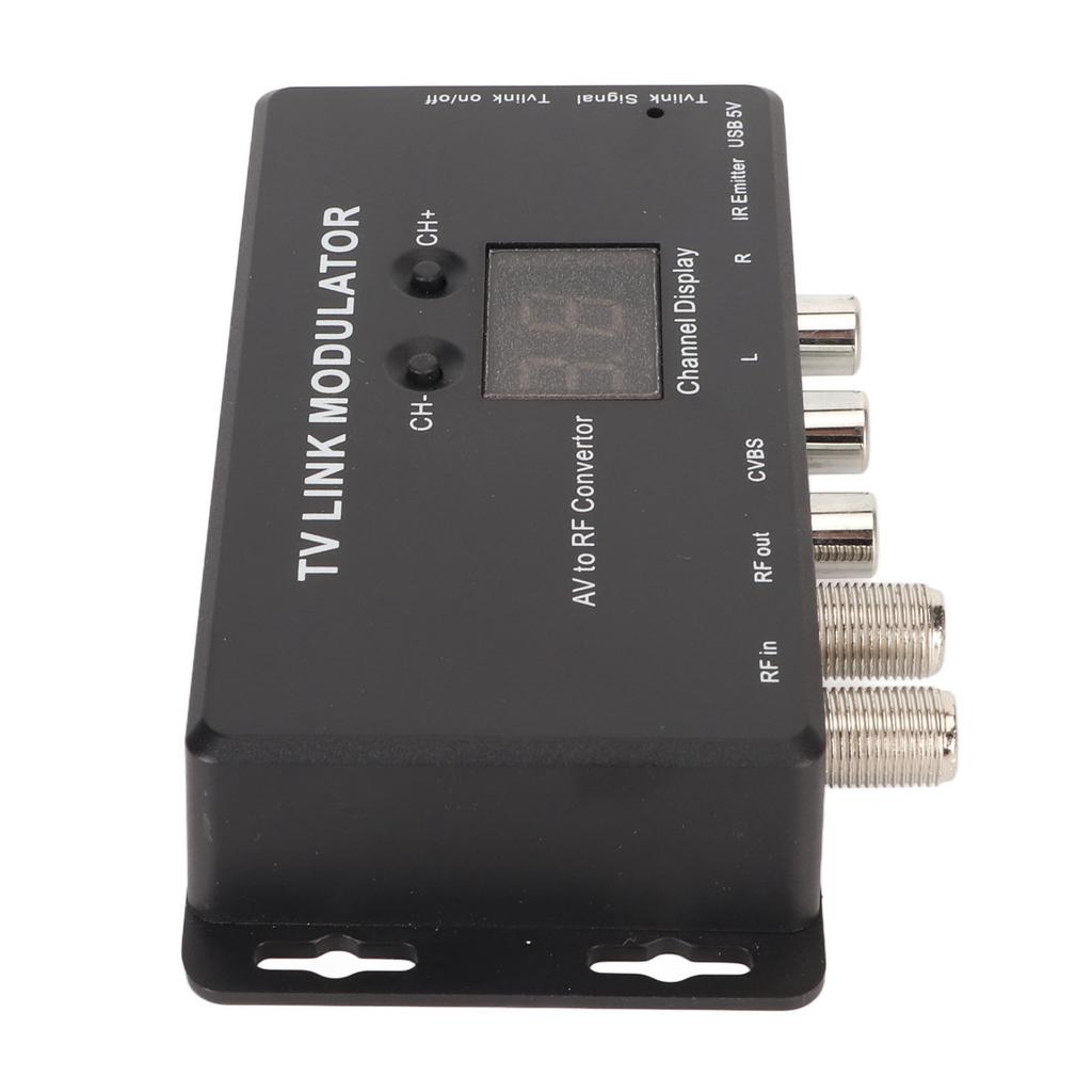 TV Link Modulator Adjustable Support PAL NTSC AV To RF Converter with USB Charge Cable for A V Source Set Top Boxes