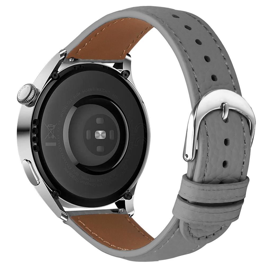 Replacement Strap for Samsung Galaxy Watch 46mm Litchi Texture PU Leather Watch Band with Metal Buckle