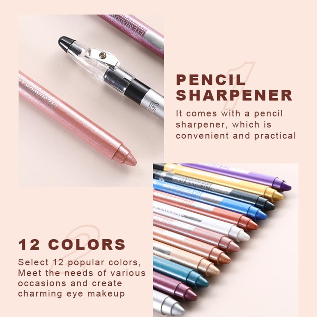 Shimmer Eye Shadow Stick - Glittery Pencil with Built-in Sharpener, Smudge-Proof & Water-Resistant Makeup