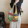 Women's Lazy Style Knitted Tote Bag - Versatile, Fashionable, Large Capacity, Single Shoulder, White