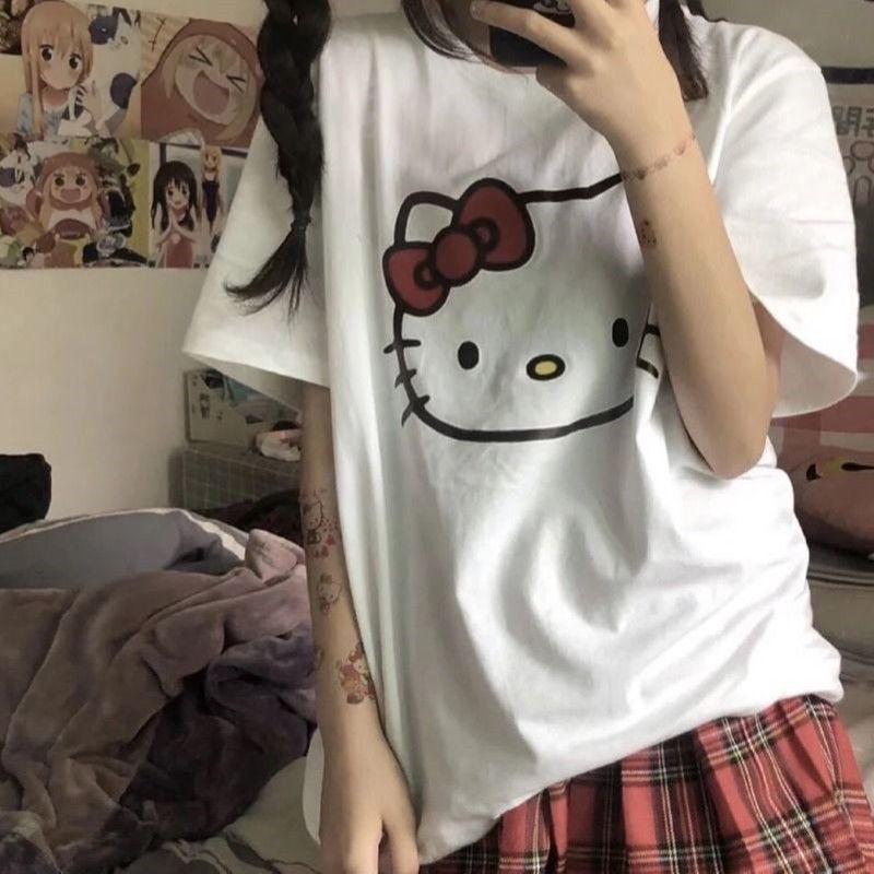 

Hello Kitty Tshirt for Summer 2026 Made of Highquality Cotton with Classic Large Face Prints Modern and Cool Style for Women S