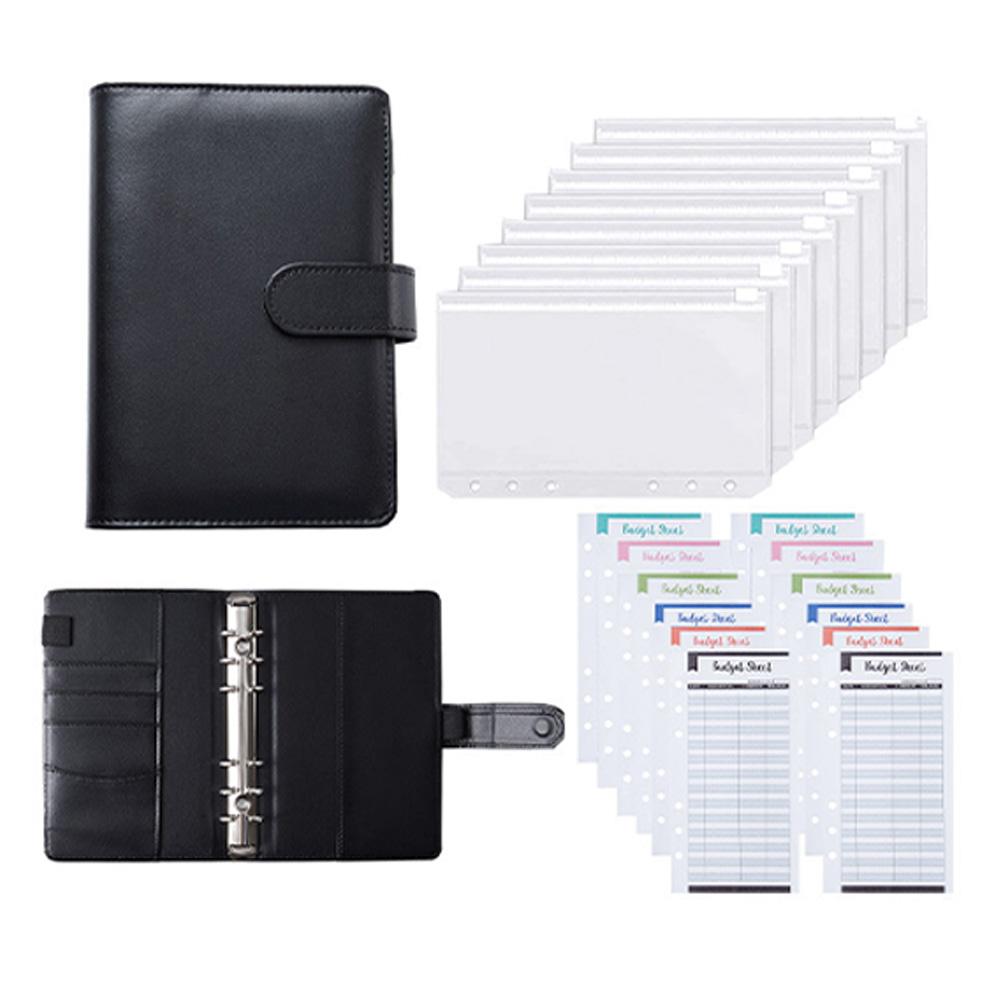 A6 Binder Planner Pink Notebook Binder and 12 Pieces 6 Hole Binder Zipper Folder,Binder Pockets Cash Envelope Wallet