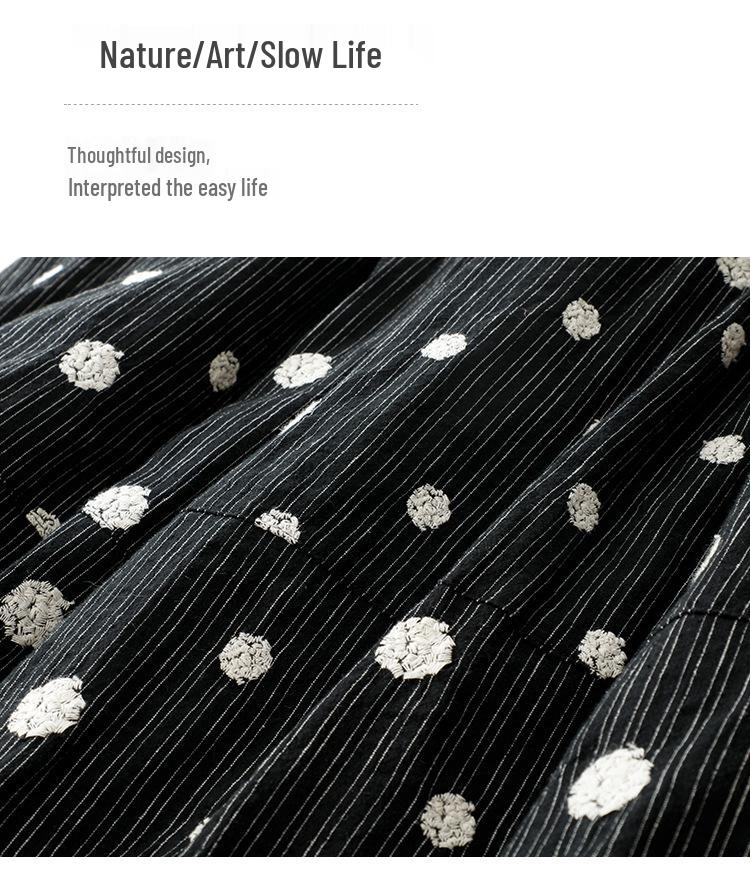 2026 Women's Quilted Polka Dot A-line Skirt - Black Cotton Linen, Thickened for Autumn/Winter