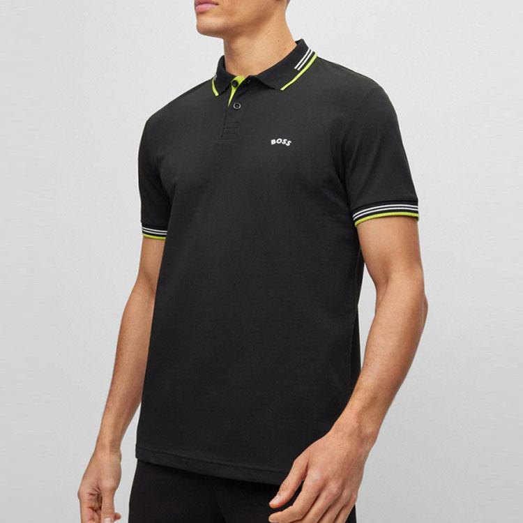 HUGO BOSS Polo Shirts Men's Black Polo Collar Moderate Straight Fit 50469245-006