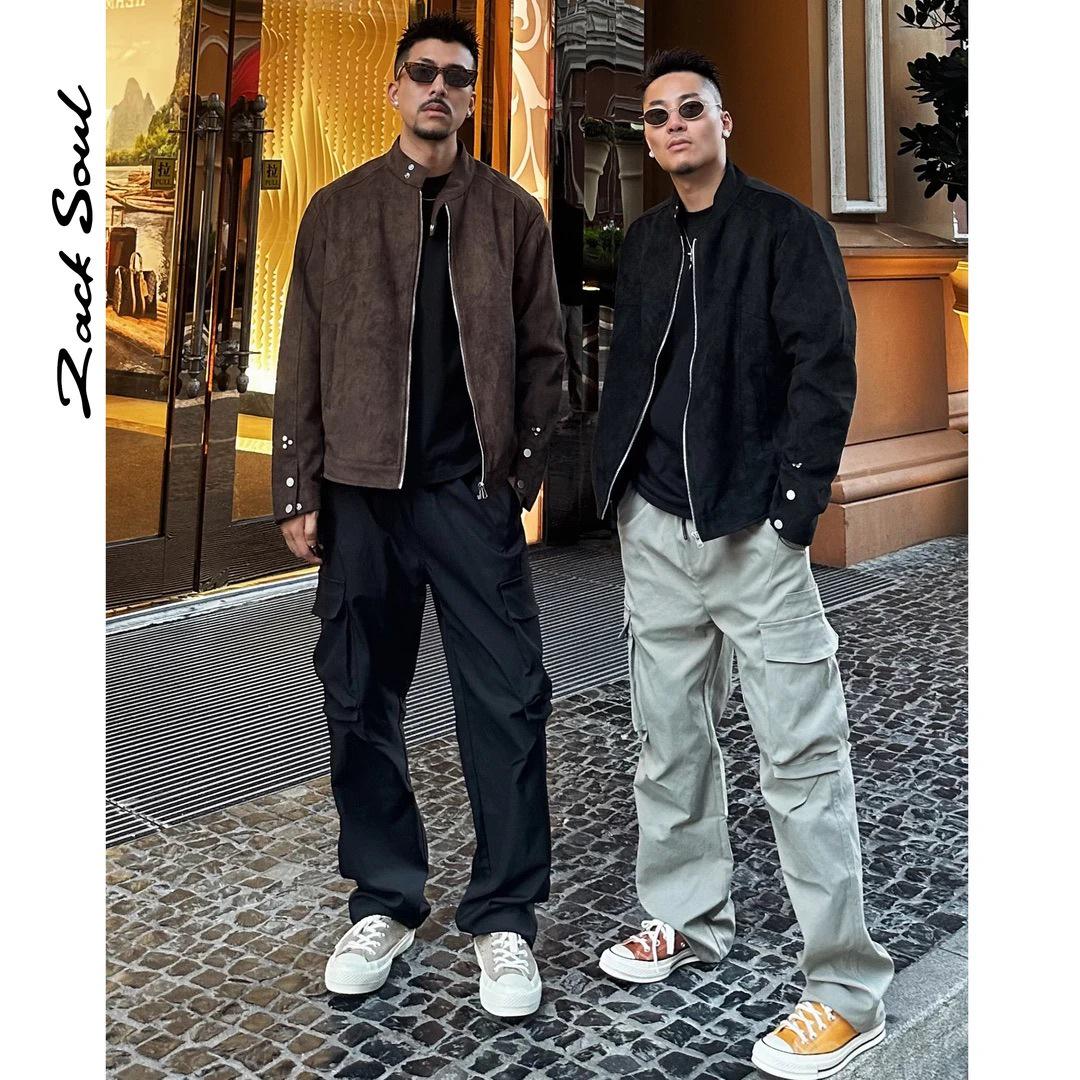 

2025 Retro Wild West Matte Suede Stand Collar Jacket XL