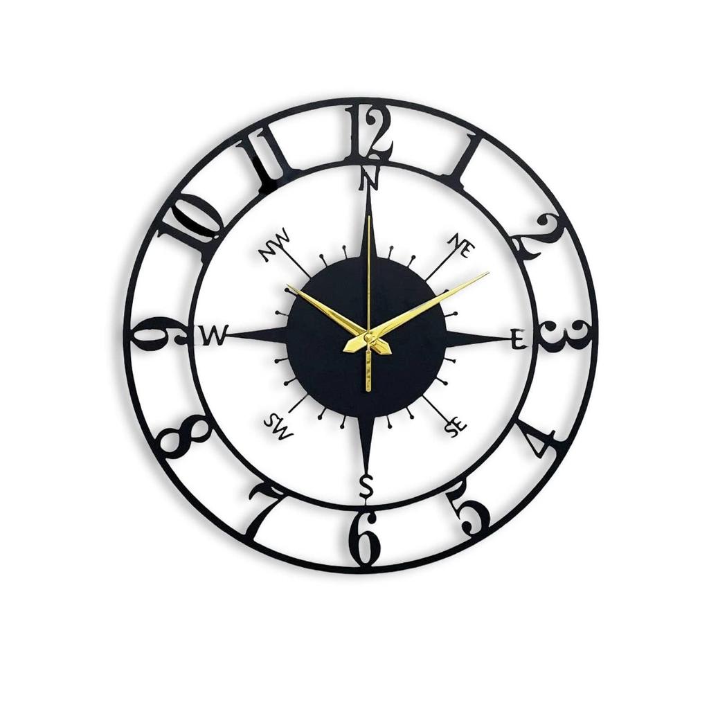 Designer Metal Analog Wall Clock for Living Room | Latest Antique Stylish Fancy Decorative Big Size Wall Watch and Decor (Black, 40CM)