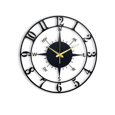 Designer Metal Analog Wall Clock for Living Room | Latest Antique Stylish Fancy Decorative Big Size Wall Watch and Decor (Black, 40CM)