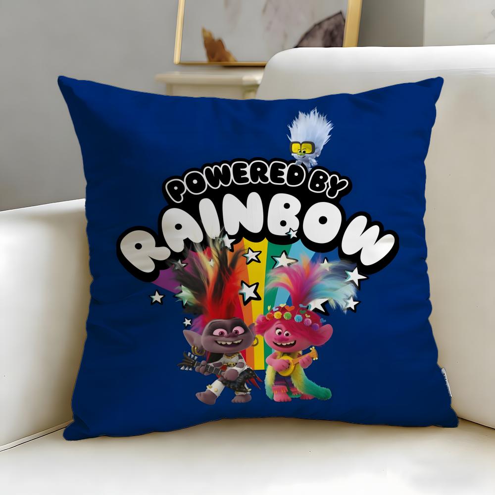 popular animated series Trolls Cushion Cover Soft  EasyWash Pillow Case  Versatile for Couch Bed Travel and Office
