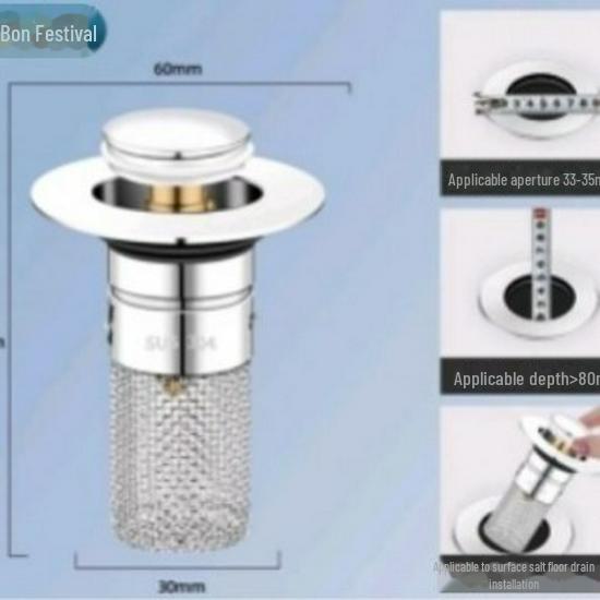 

Фильтр-заглушка для слива раковины из нержавеющей стали с дезодорирующим эффектом Push-Type Silver 304 - Copper Core