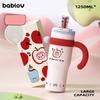 Bablov 800/1250ML Straw Thermos Cup Ceramic Inner Vacuum Flasks Large Capacity Water Cup Keep Cold & Hot Camping Beverage Cup
