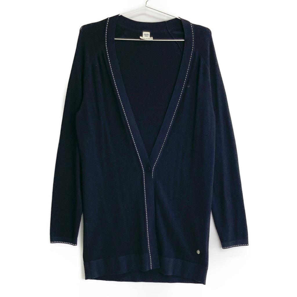 HERMES Genuine Japanese Stitch Design Serie Button 1B Long tops 34 Dark navyUsed