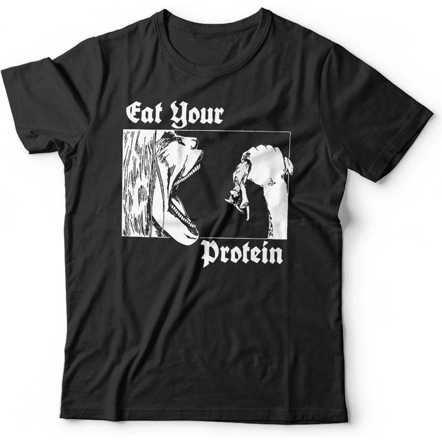 Футболка  Ешь свой белок  Унисекс и Детская Аниме Японский Атака Манга Спортзал Забавная Черная XXXXXL чёрный