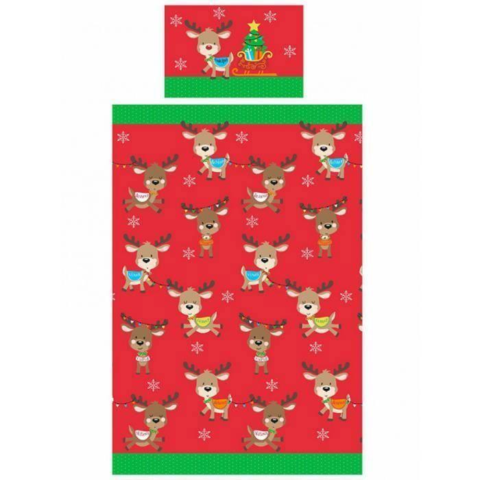 Housse de couette - Rudolph &amp; Friends - Noël - 135x200 cm - Lavable en machine - Enfant