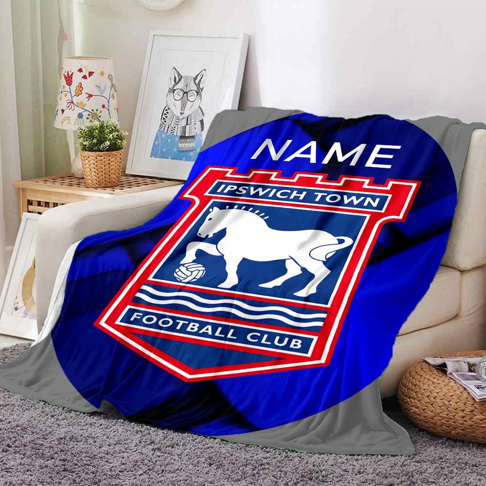Custom Name Ipswich Town FC Crest Blanket for Couch & Bed, Plush Cozy Fuzzy Blanket Super Soft & Warm Blankets for Fall and Winter. 0908263