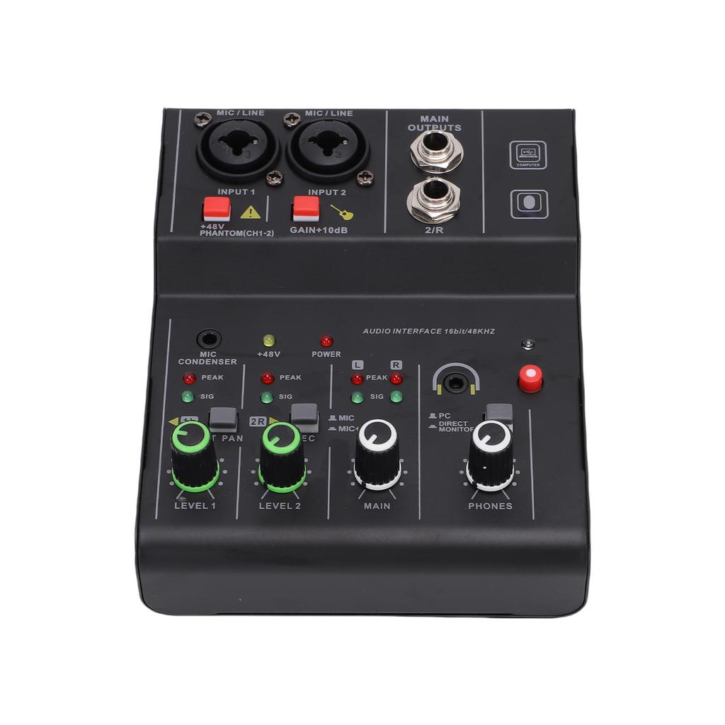 2 Channel Sound Mixer DJ Controller with Multiple Inputs   Power MP3   Output Independent Control Knobs Metal   for Recording Stage Perfor
