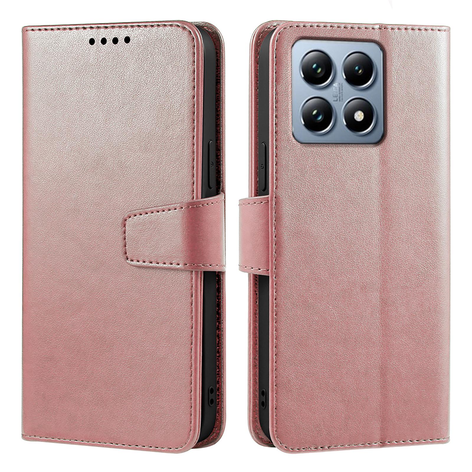 

Для Xiaomi 14T Чохол Підставка Тримач для карток Гаманець Шкіряна обкладинка для телефону Rose Gold