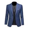 Men Solid One Button Slim Fit Casual Business Suit Blazer Jacket