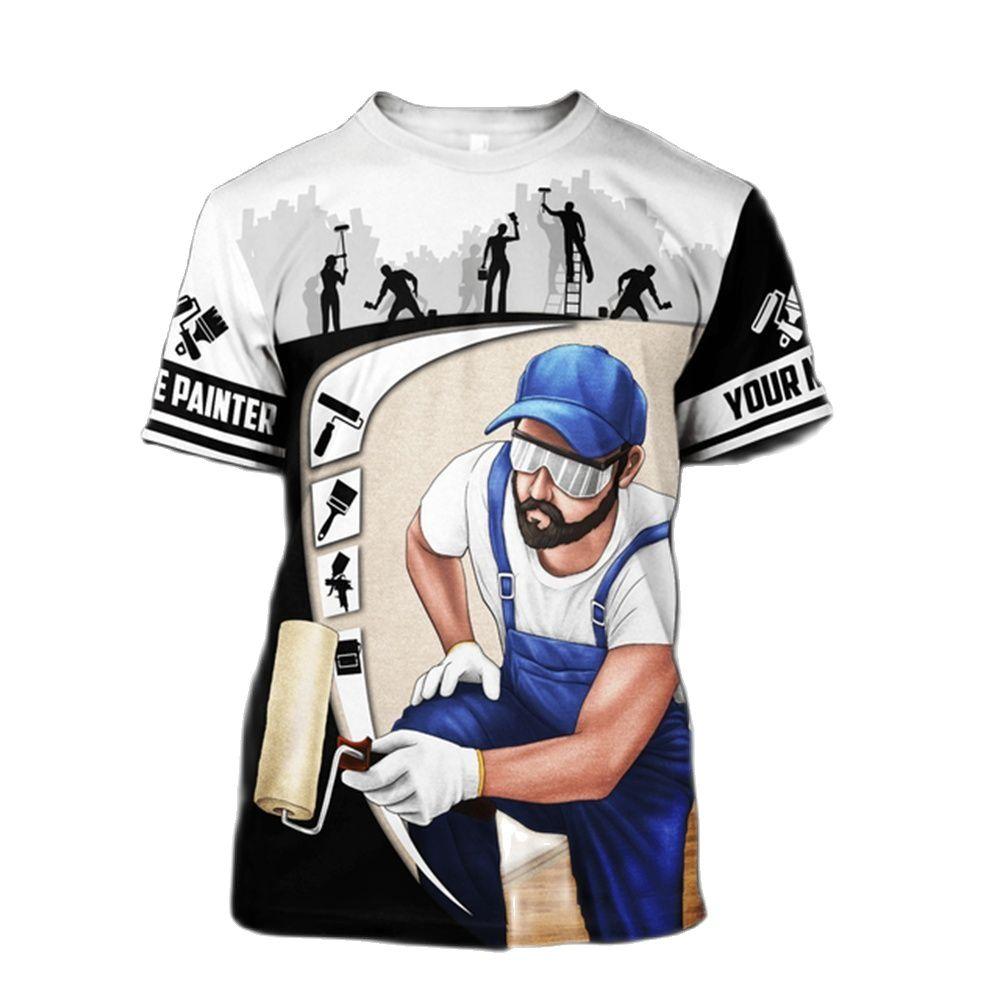 Malířská uniforma 3D Vtipný potisk Pánské módní tričko Trend Harajuku Krátký rukáv Volnočasové Kulatý výstřih Pracovní oděv Hip Hop Topy