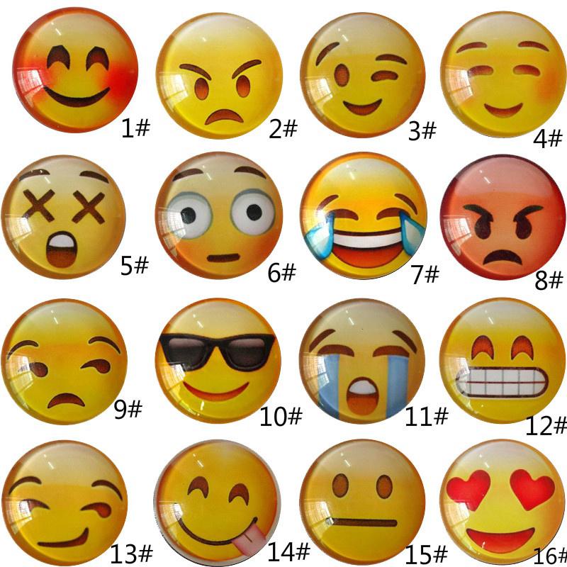 Buy 5pcs 19 Style Mixed Cartoon Glass Dome Round Cute Smile Emoji Face