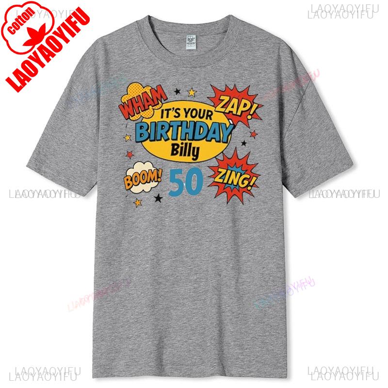 Personalised 50th Birthday Tshirt Wham Zap Retro Comic Book Style Design on Bella and Canvas Premium Tee Fast UK Tracked