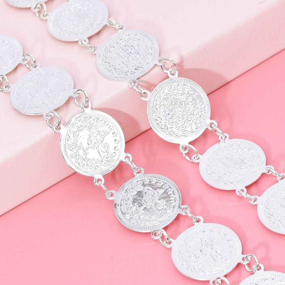 Silbernes Metallmünzen-Hüftkette Metall Goldener Gürtel Traditioneller Ethnischen Stil Gürtel Festival Zubehör