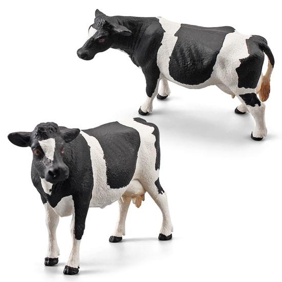 Animal Model Solid Meticulous Workmanship Plastic Simmental Cow Animal Model for Desktop Decoration