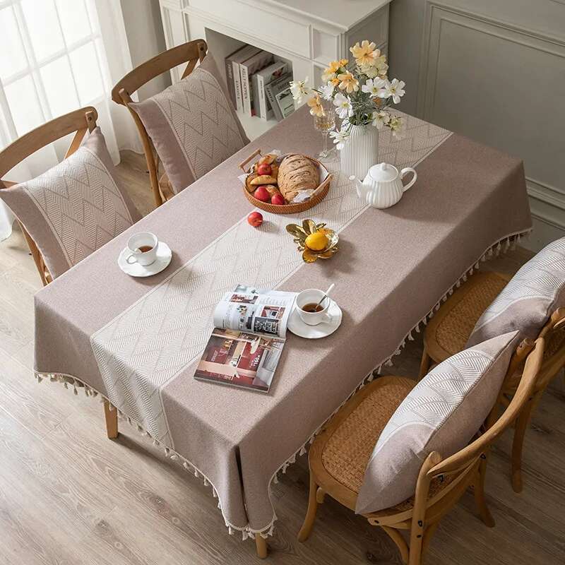 Nordic Fresh Fabric Tablecloth Simple Modern High-end Light Luxury Rectangular Dining Table Cloth Coffee Table Cloth And