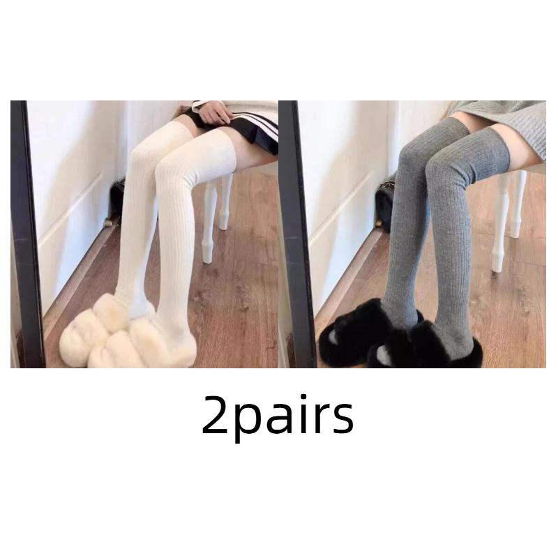 New Winter Solid Color Thigh High Stockings Women Trendy Casual Over The Knee Female Long Sock Thermal Warm Cotton Tube Leggings