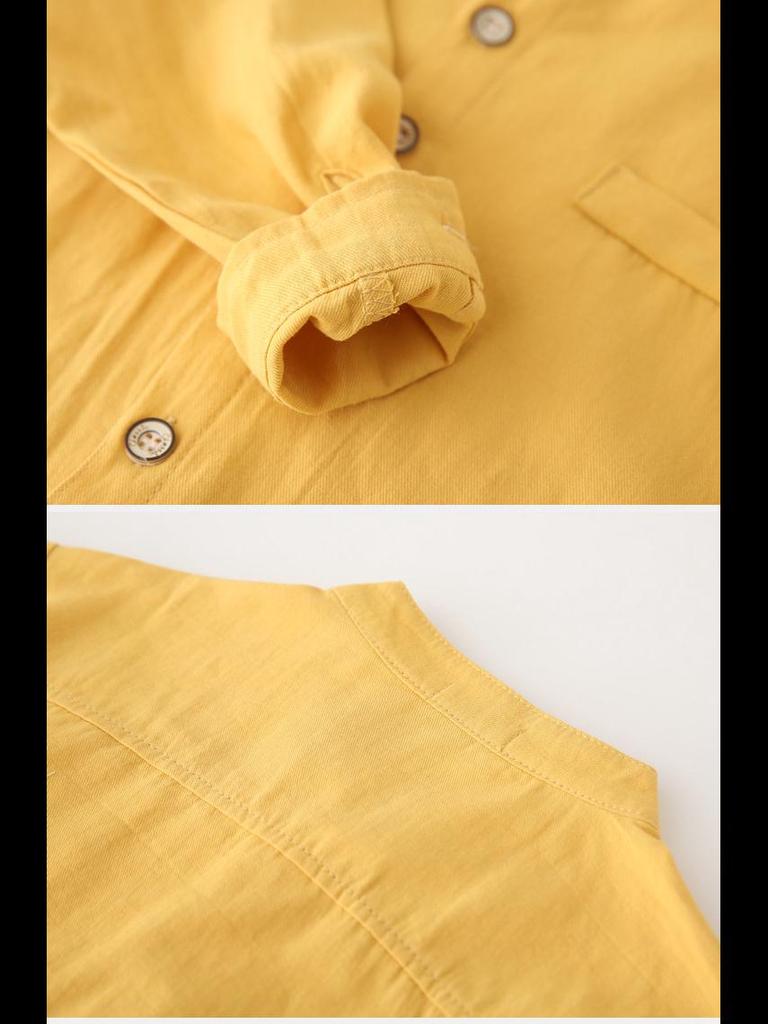 Einfarbiges Langarmhemd mit Stehkragen für Jungen im Frühjahr 2024: Trendiges Baby Top