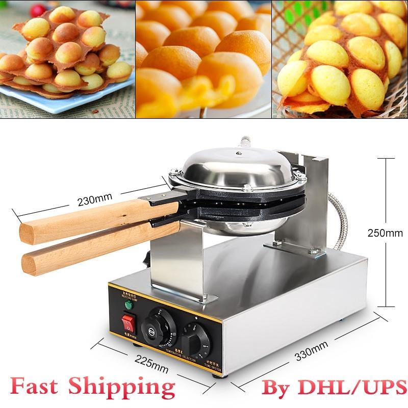 1.1 Kw Non-stick Commercial Electric Waffle Maker Waffle Baker Ice Cream Crispy Cone Making Machine Bubble Egg Cake Eggettes Oven