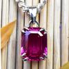 Natural Pink Ruby Pendant 24 ct Emerald Cut 925 Sterling Silver Gem'S Gemstone Jewelry Gift
