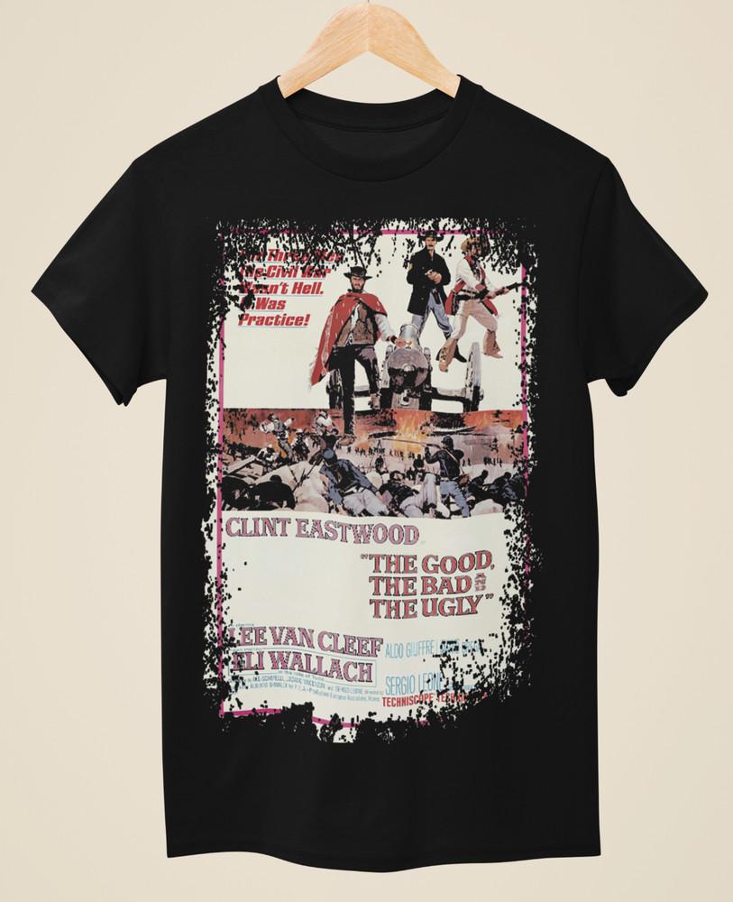 The Good, The Bad & The Ugly - Western Movie Poster inspired Unisex Black TShirt Unisex T-Shirt S