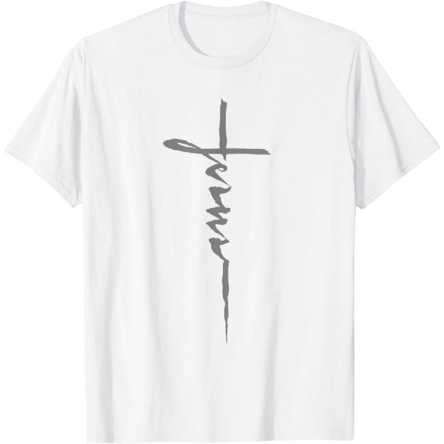 

HQDSAD Jesus Christian Cross Art Cursive Inspiring Gift Men Women T-Shirt XXXXXL білий