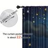 Set Of 2 Cat Full Moon Star Printed Curtains Roof Pole Bag Home Decoration Room Curtain Made Polyester