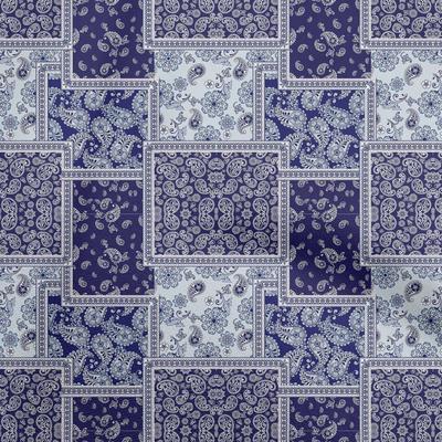 Tecido Algodão Flex Azul Escuro Paisley Asiático Projetos de Artesanato Decoração Tecido Impresso Por Metro 40 Polegadas