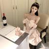 Women's High-End One-Shoulder Bow French Slip Dress - Summer Princess Puffy Skirt
