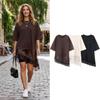 Willshela Damen Mode Uni Spitze Patchwork Asymmetrisches Hemd Vintage Rundhals Halbe Ärmel Weibliche Schicke Dame Bluse