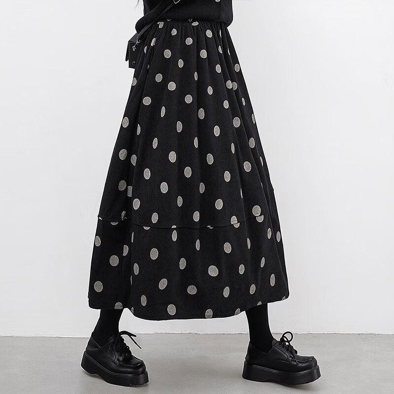 Women's High-Waist Polka Dot A-Line Midi Skirt