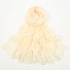Solid Color Chiffon Embroidery Hijab - Ruffled Edge Long Scarf Islam Hijabs Women's Turbans Head Wrap Lightweight Scarf