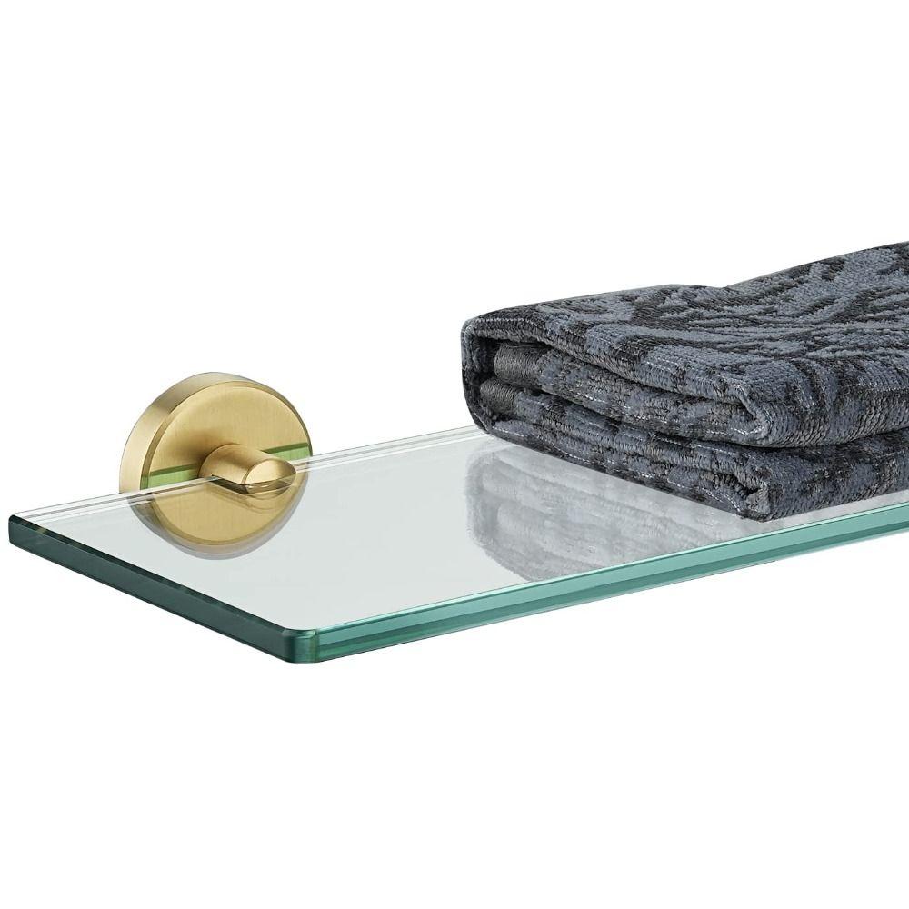 Gold Glass Shelf Glass Wall Mount Tempered Glass Shower Storage  Indoor