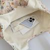 Korean Embroidered Floral Canvas Tote Bag Women's Single Shoulder Bag Casual Floral Printed Canvas Handbag Shopping Bag