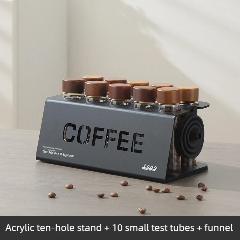 Coffee Bean Storage Glass Tubes Storage 10 Tubes Coffee Beans Storage With Coffee Bean Storage Wooden Holder