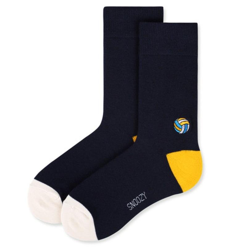 SNOOZY Volleyball Embroidered Socks (Navy Yellow)