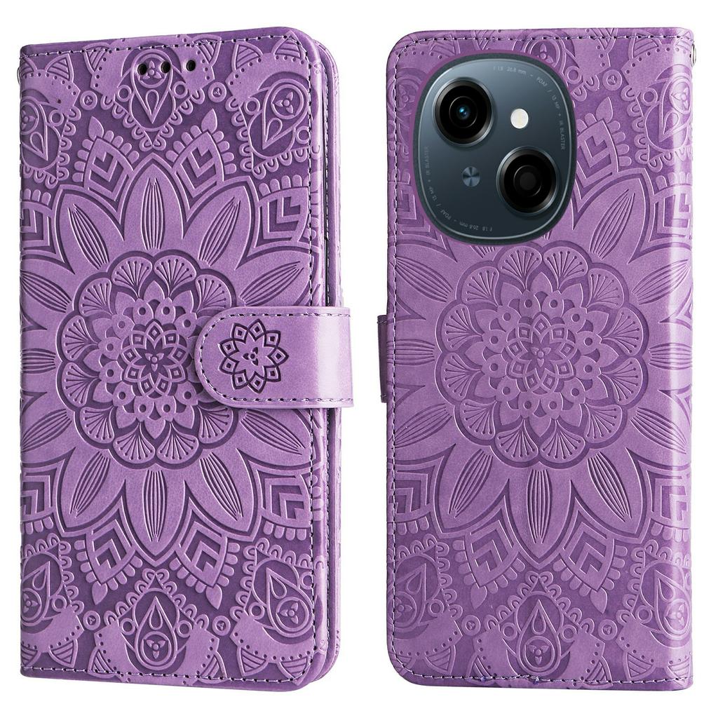 Leather Case for TECNO Spark Go 2025/Spark Go 1/Pop 9 4G Sunflower Imprint Wallet Phone Cover