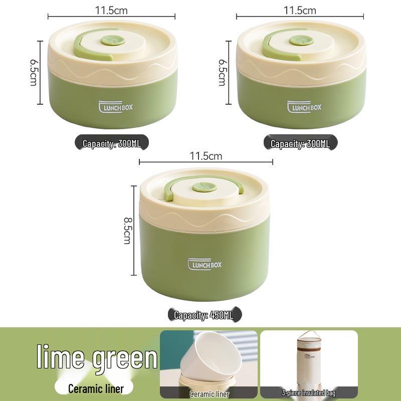 Microwaveable Insulated Ceramic Bento Lunch Box - Portable, Multi-Layer for Students and Office Workers