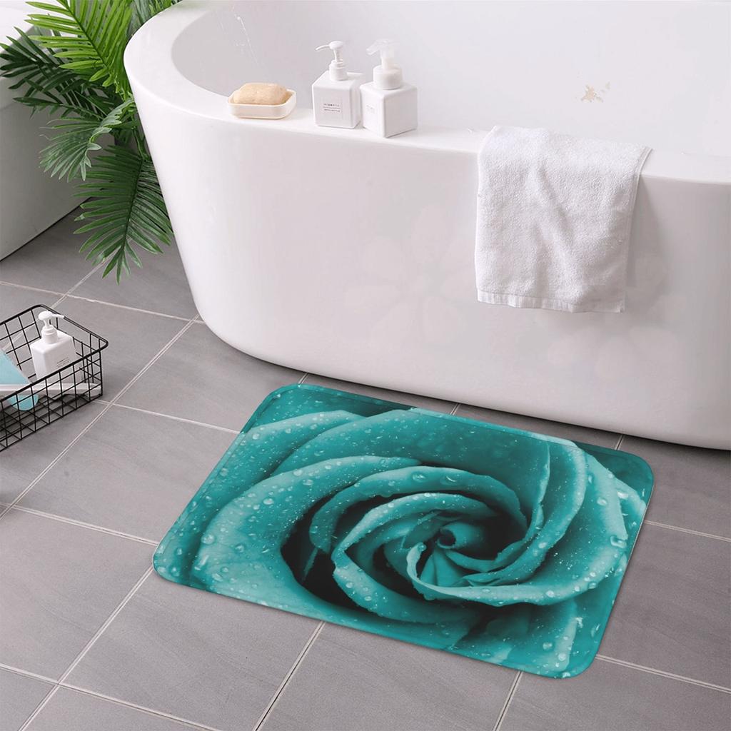 1PC Rose Pattern Kitchen Rug Non-Slip Door Mat Pop Design Bathroom Rug Bath Mat Carpet for Home Sink Laundry Decoreeree
